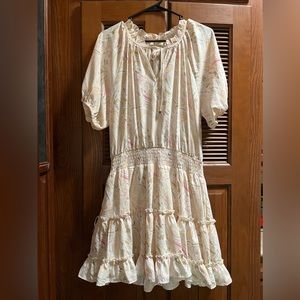 ENTRO RUFFLED PATTERNED MINI DRESS